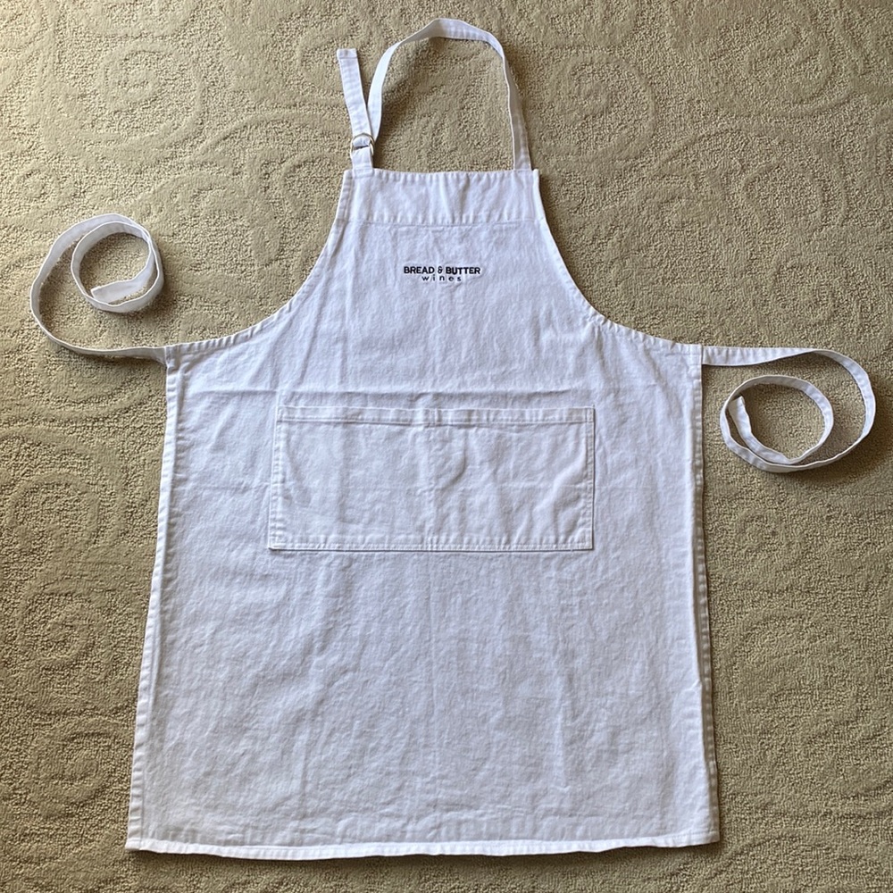 UNUSED Bread & Butter Wines | Embroidered Apron with Pockets 100% Cotton White